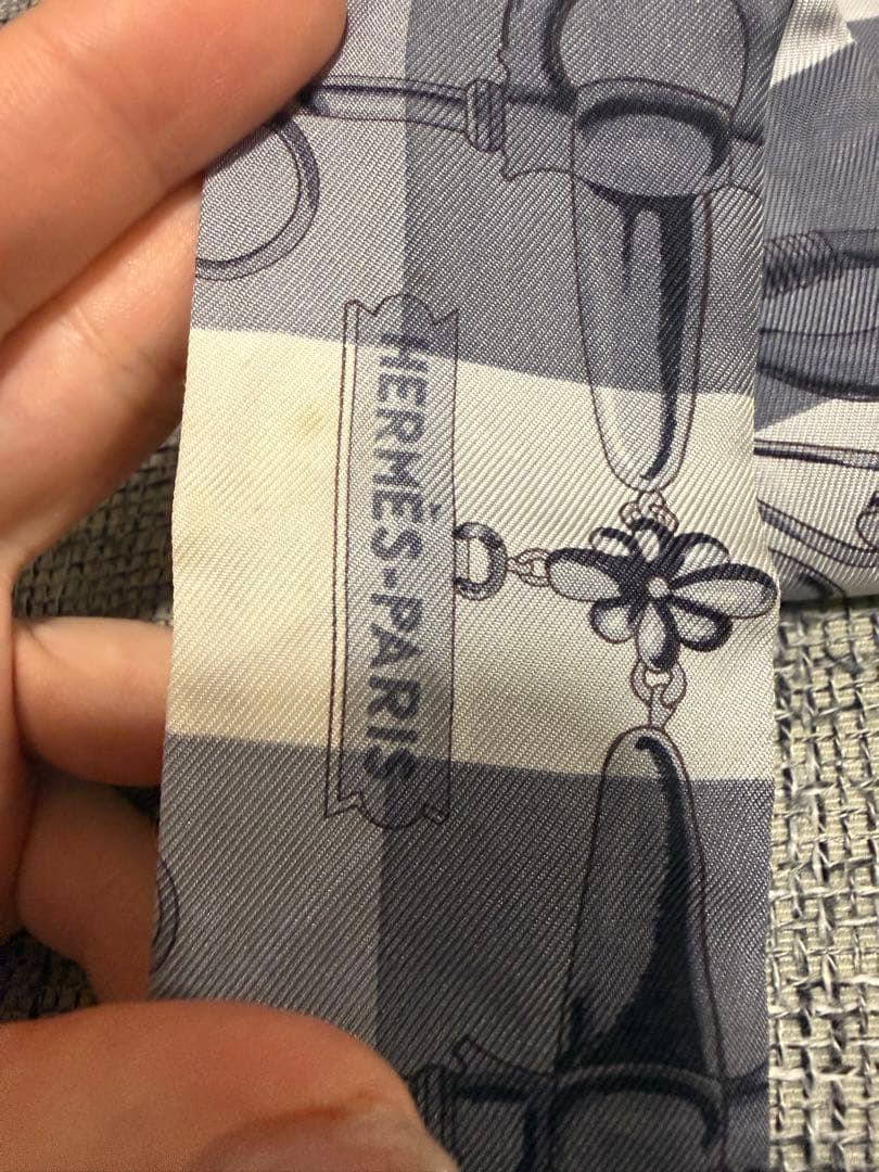 HERMES エルメス ツイリー 馬銜と鎖 ヴィシー チェック グレー ミント