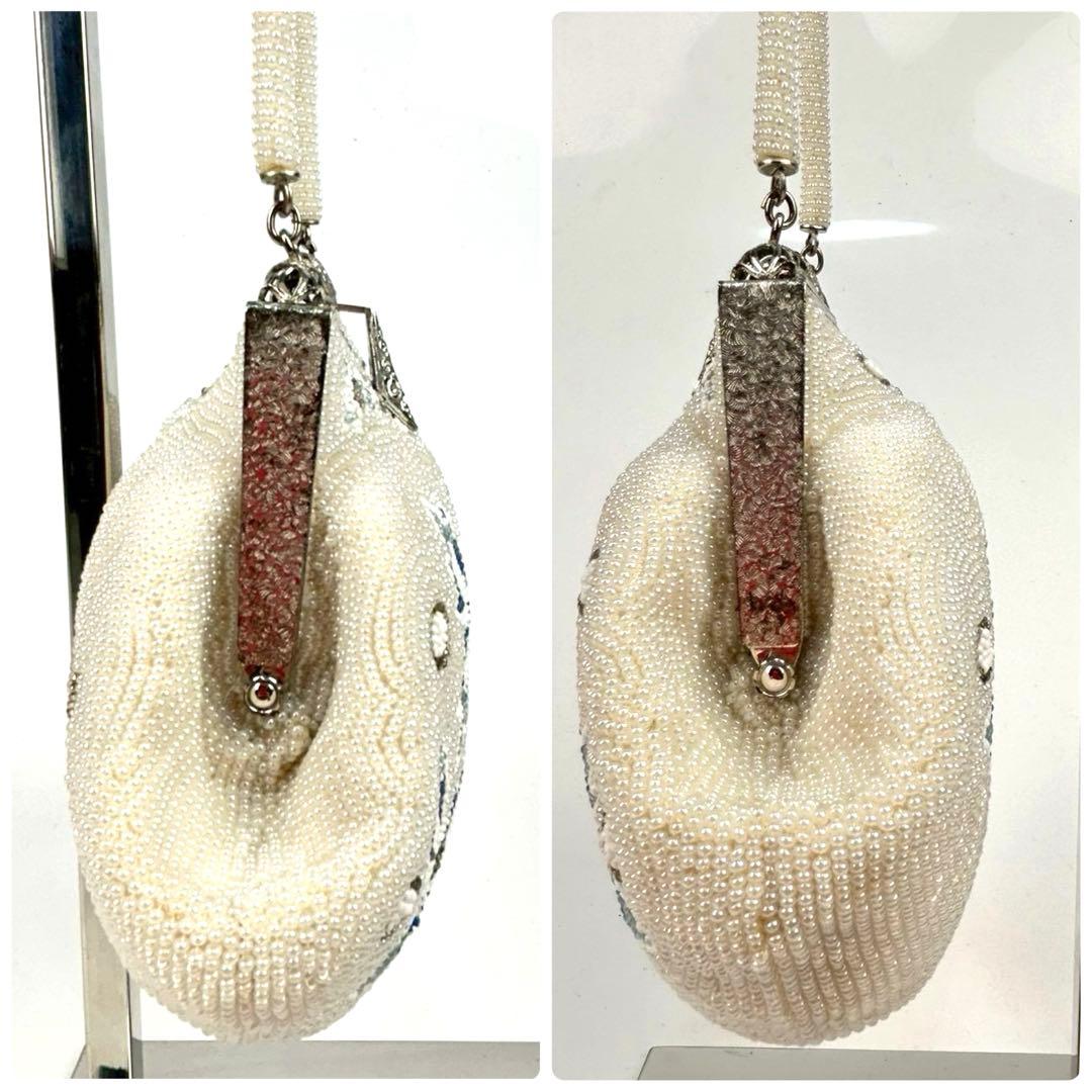 【美品】ルミーはしもと　ビーズバッグ　がま口　昭和レトロ　手提げ