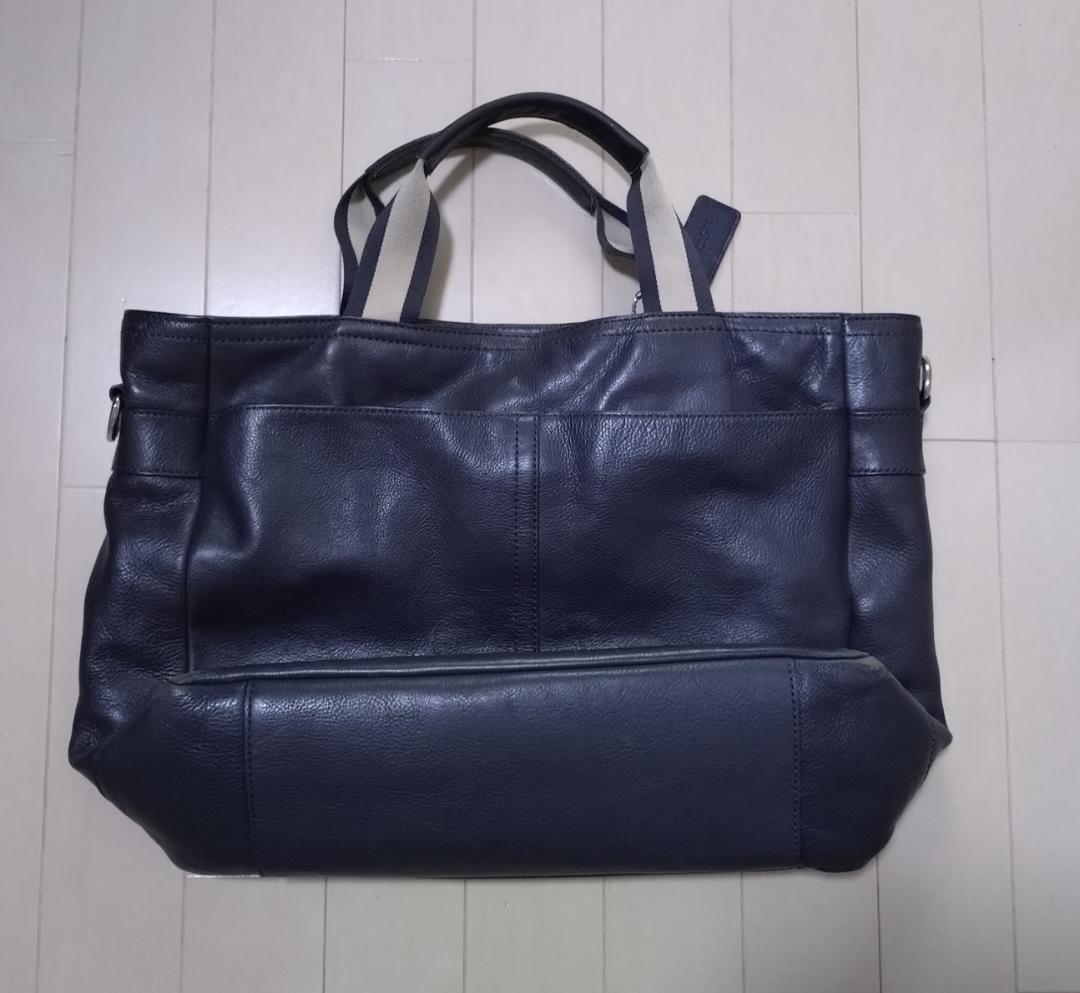 COACH ネイビー レザー トートバッグ　コーチ