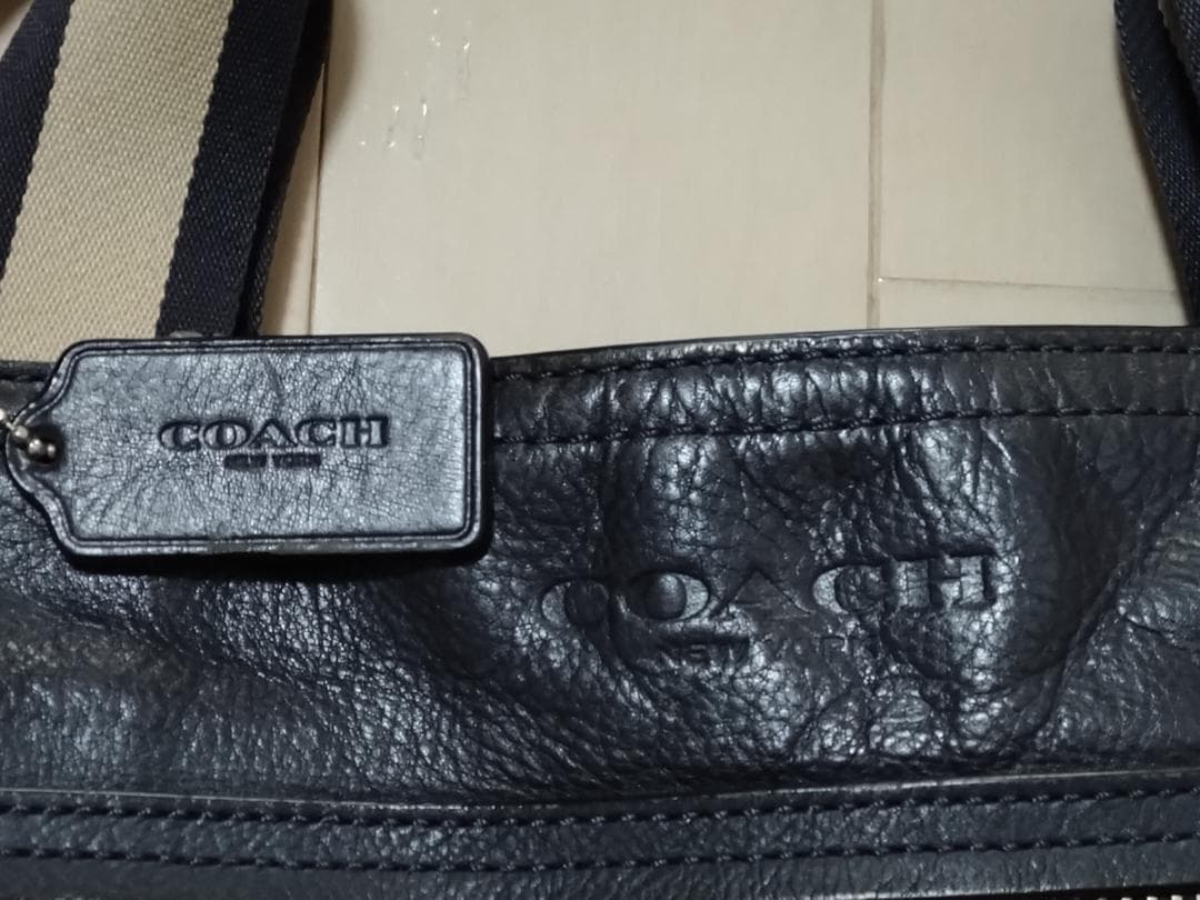 COACH ネイビー レザー トートバッグ　コーチ