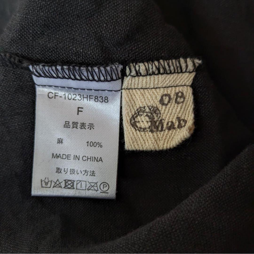 《新品タグ付》08Mab/ゼロハチマブ　リネン配色バンドカラーワンピース　F