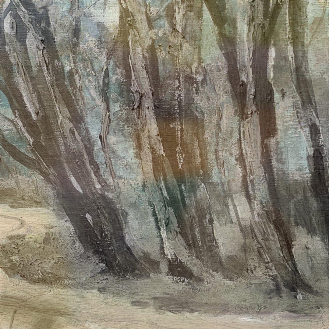風景画 油彩 木々と小道