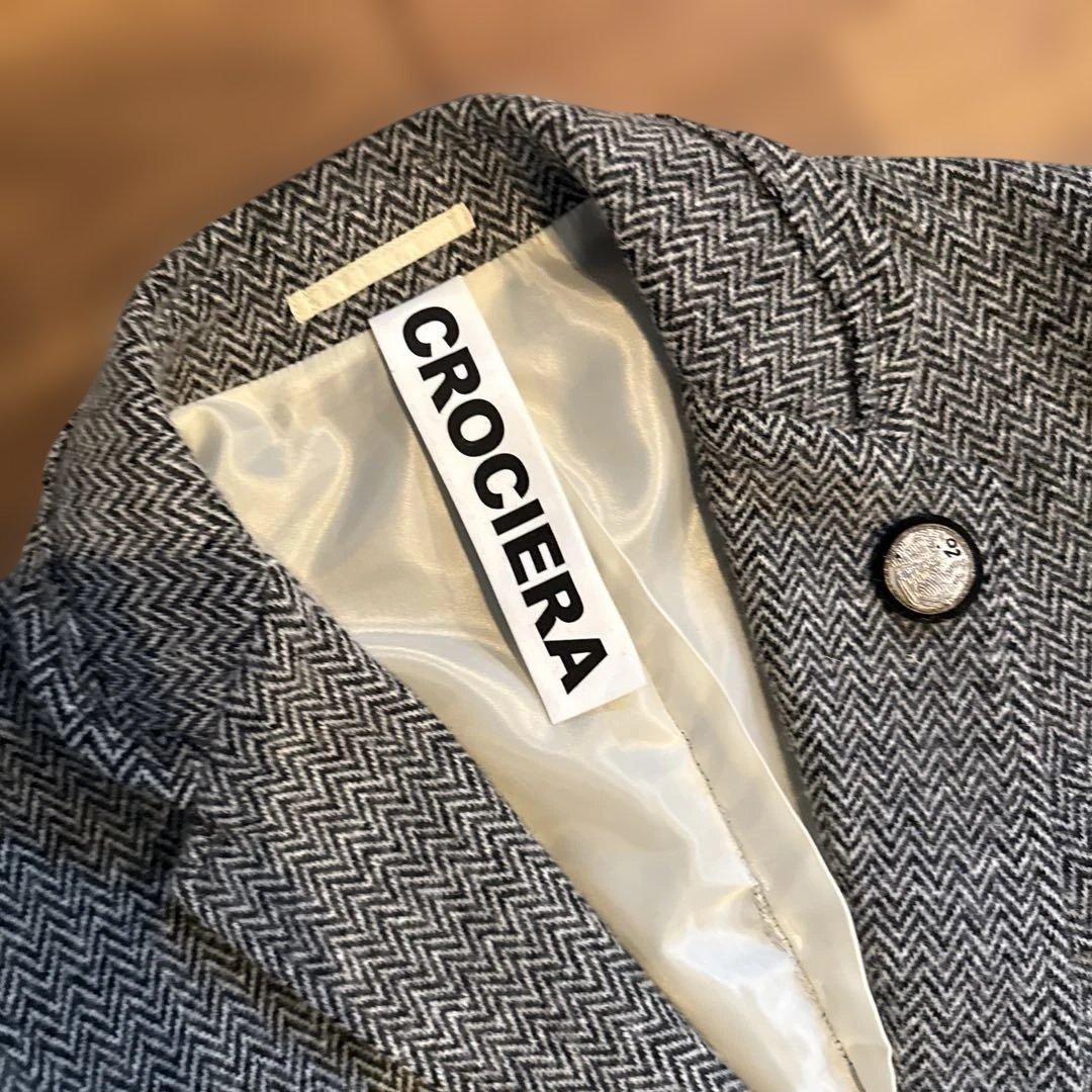 CROCIERA ヘリンボーン ブレザー グレー