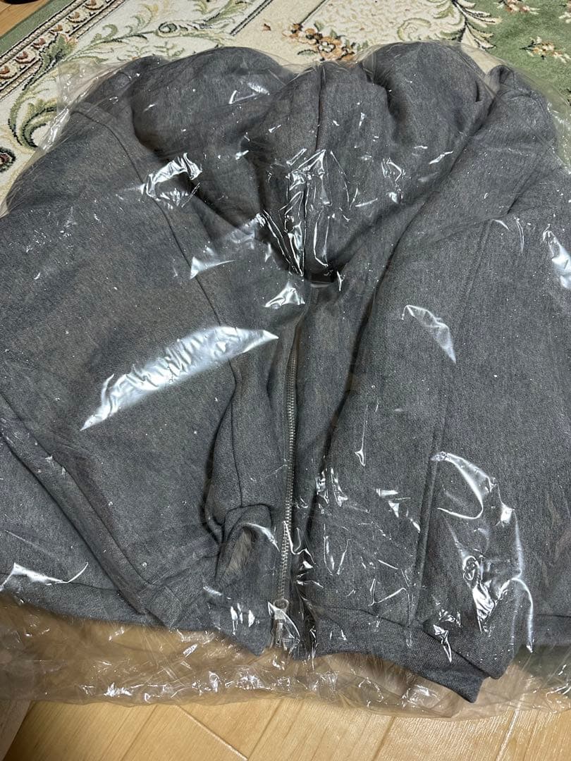 トップス andwang Kirakira 2way fur zip up gray