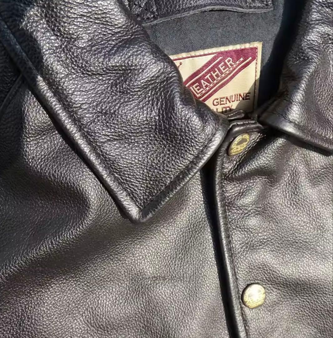 本革　牛革　レザーコーチジャケット　サイズ42極美品　XL〜XXLサイズ程度
