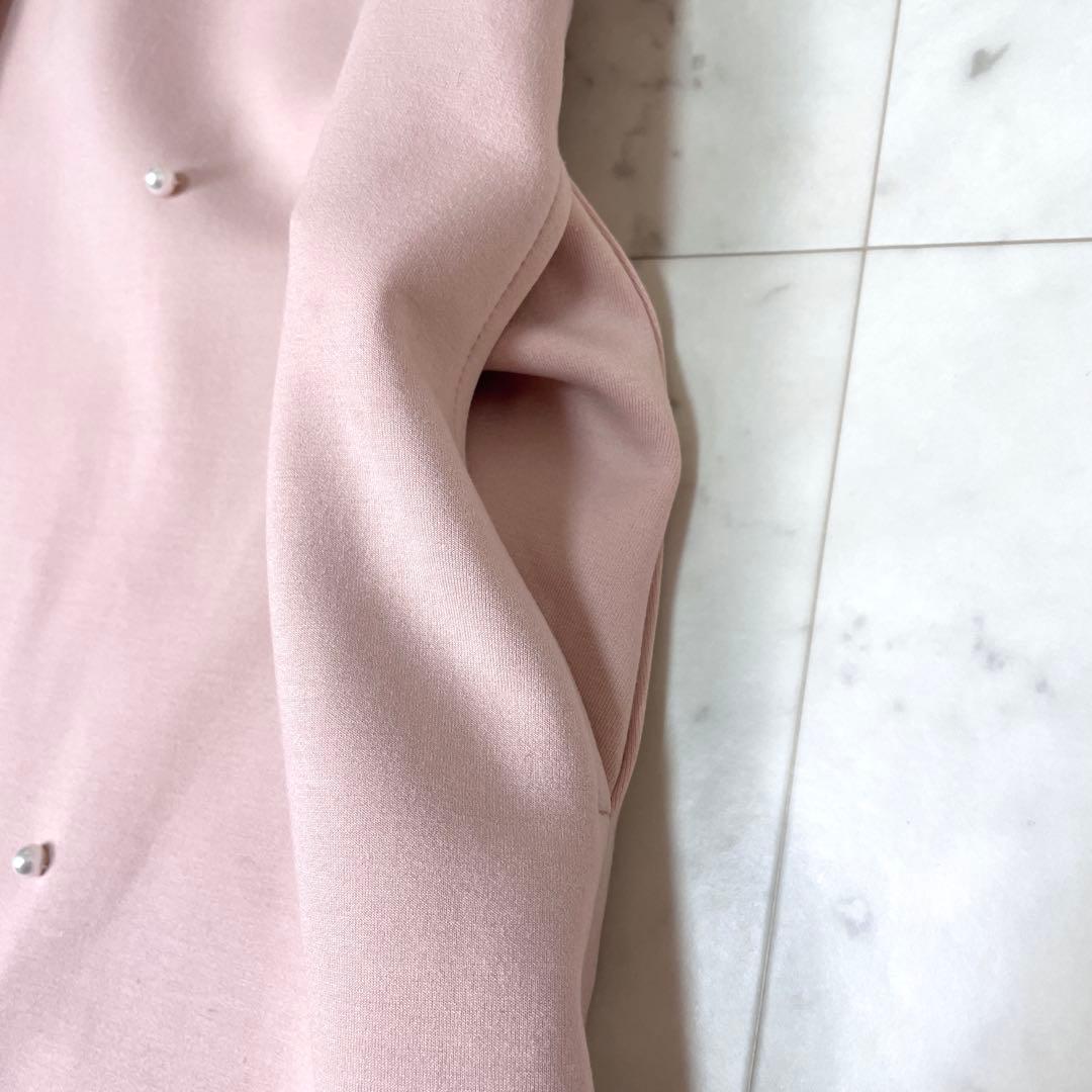 【美品】ローズティアラ 23SS パール ロングジレ ベスト ピンク 42 XL
