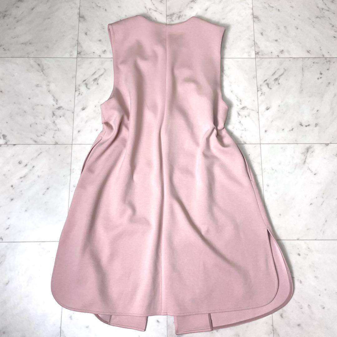 【美品】ローズティアラ 23SS パール ロングジレ ベスト ピンク 42 XL