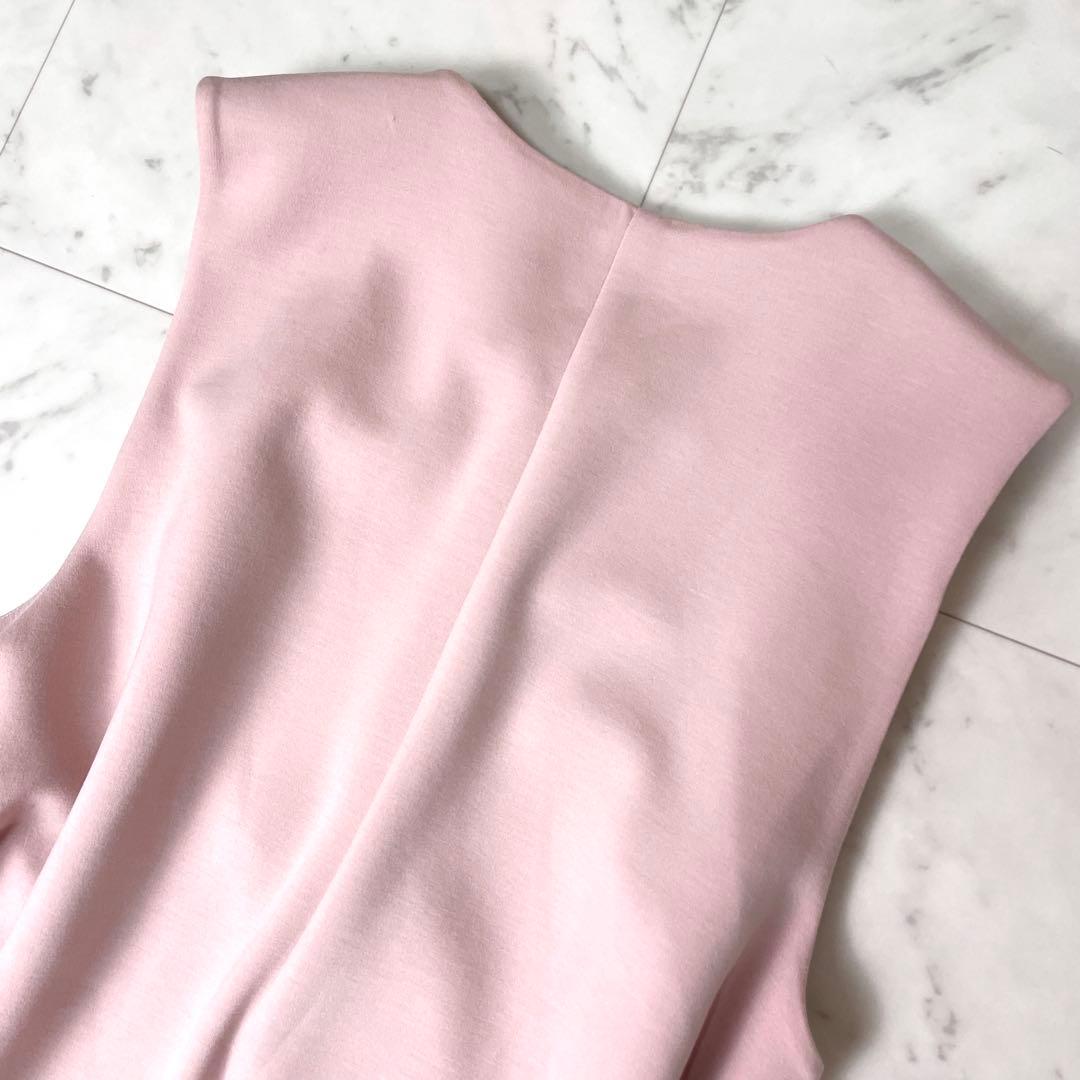 【美品】ローズティアラ 23SS パール ロングジレ ベスト ピンク 42 XL