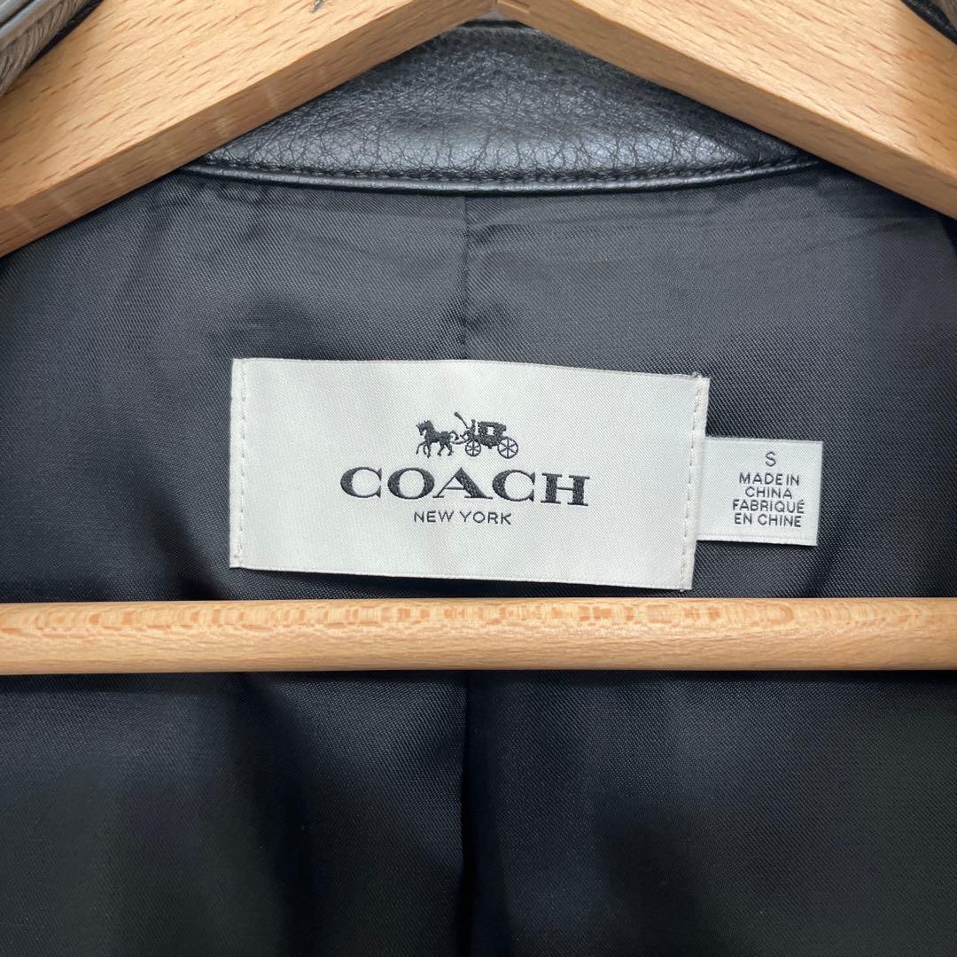 値下げ！COACH レザーシングルライダースジャケット S 黒