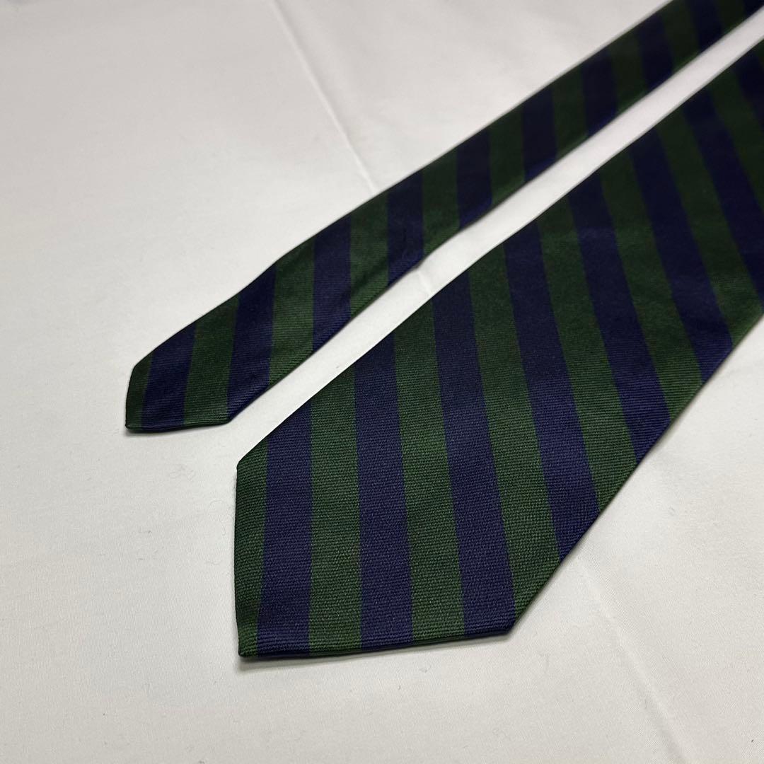 美品☆ブルックスブラザーズ☆ネクタイ☆ネイビー☆グリーン☆レジメンタル☆714