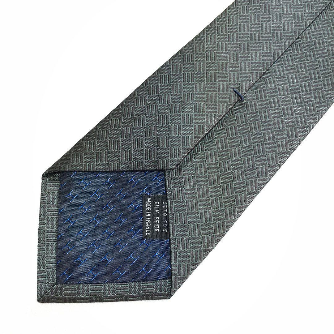 未使用級 エルメス HERMES ネクタイ シルク グリーン H柄
