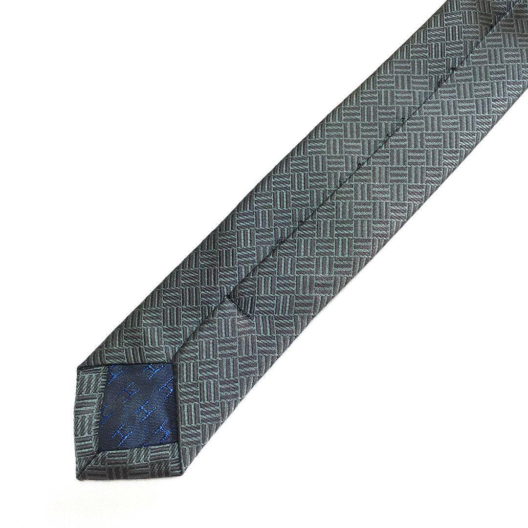 未使用級 エルメス HERMES ネクタイ シルク グリーン H柄