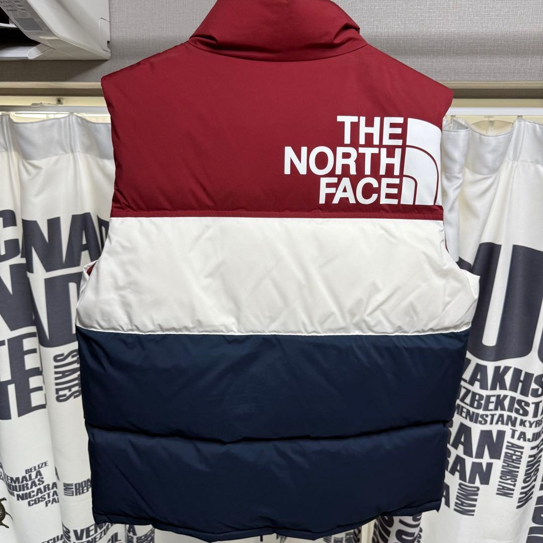 THE NORTH FACE ダウンベスト 赤/白/青