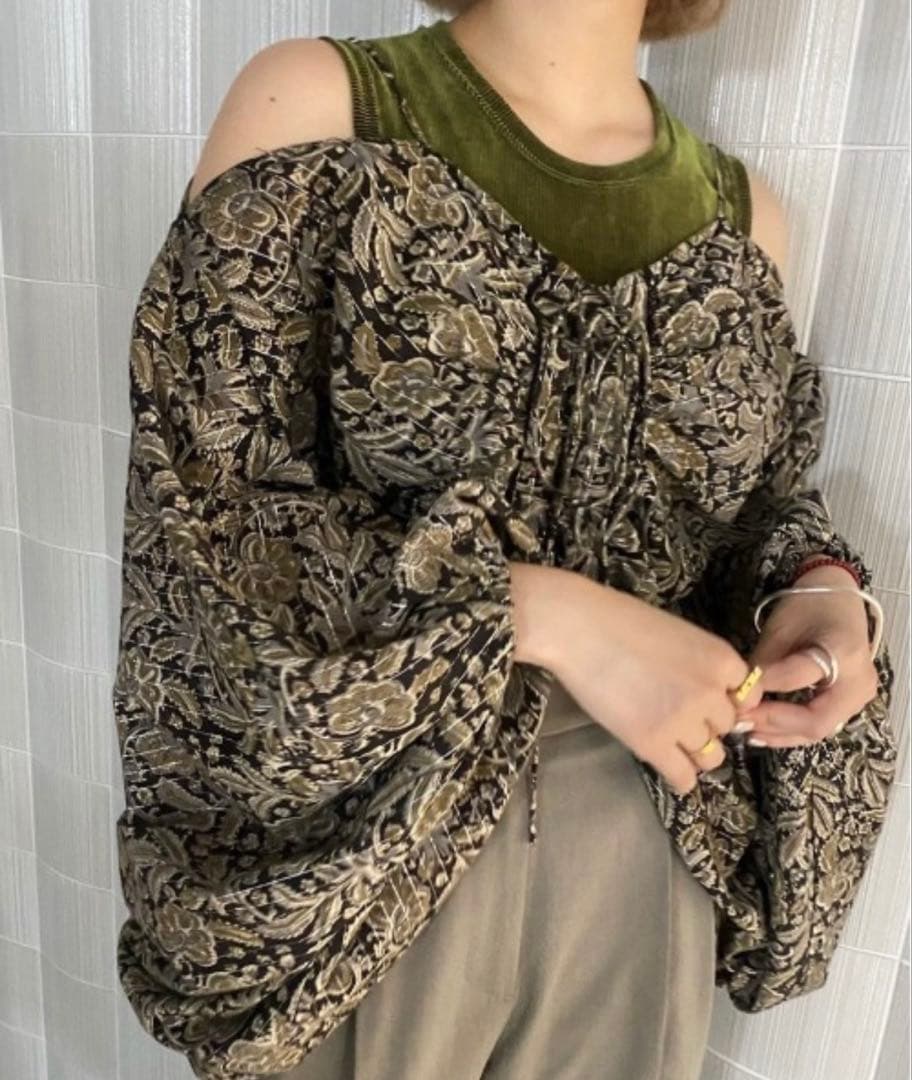 トップス INDIA PRINT TURN OVER BLOUSE