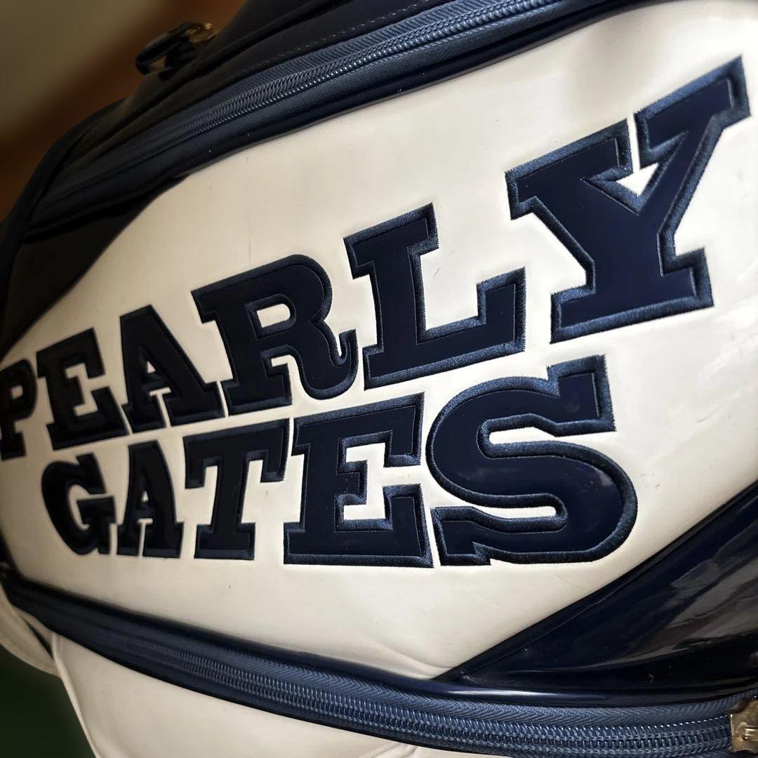 PEARLY GATES キャディバッグ ホワイト ネイビー エナメル　9.5型