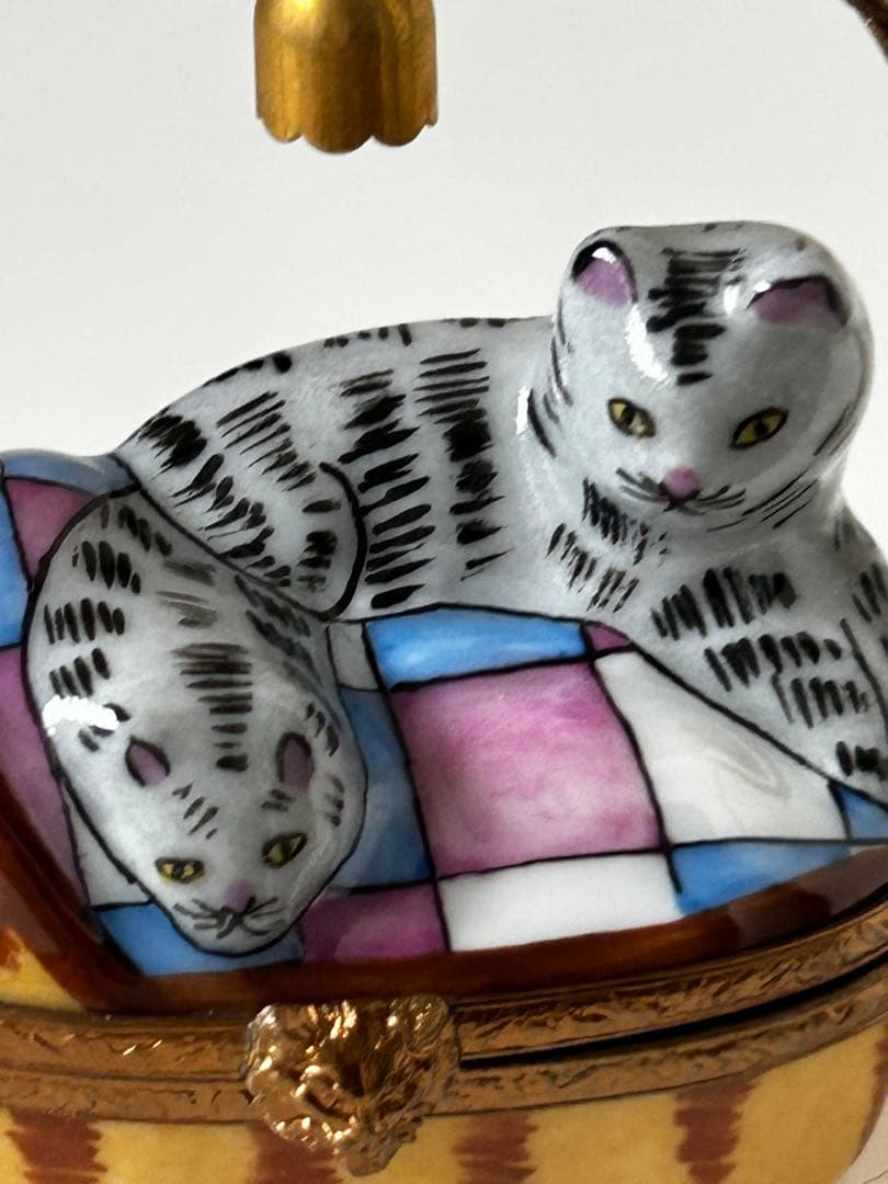 リモージュ・ボックスBOXバスケットキャット猫シリーズ③Limoges