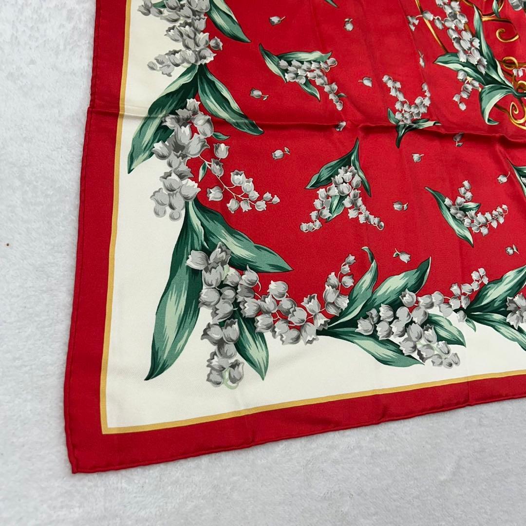 P111 新品未使用 クリスチャンディオール 大判 スカーフ レッド レディース