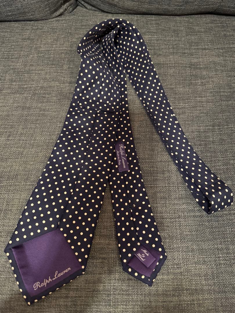 Ralph Lauren purple label ネイビー ドット柄 ネクタイ