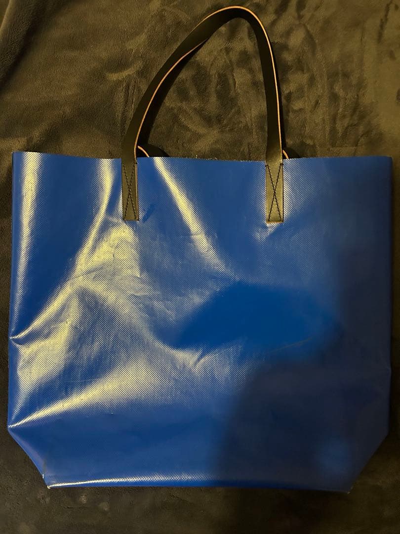 マルニ MARNI バイカラー トートバッグ PVC×レザー タグ付き 黒×青