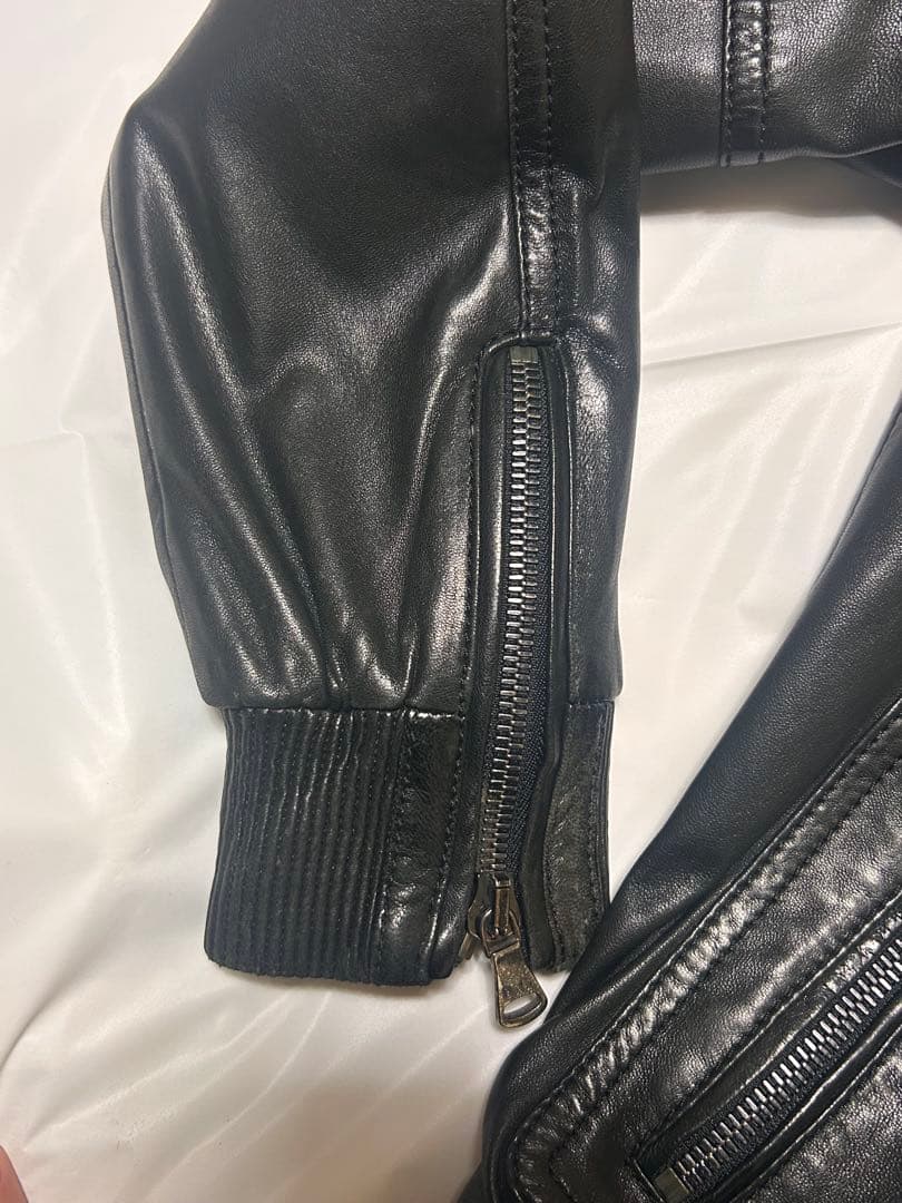 D&G DOLCE&GABBANA ブラックレザージャケット 46サイズ