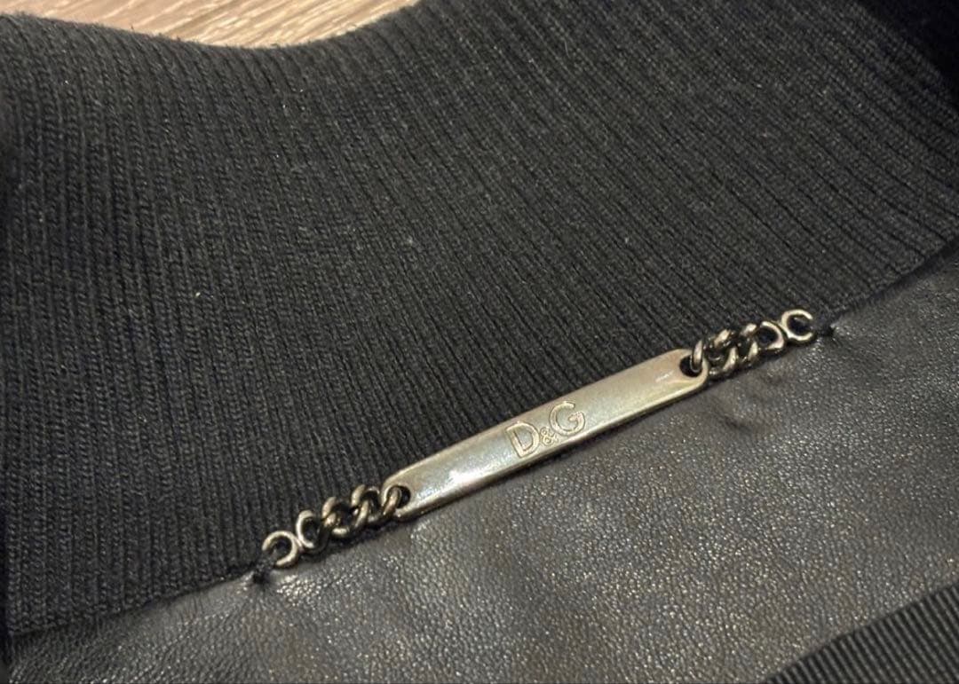 D&G DOLCE&GABBANA ブラックレザージャケット 46サイズ