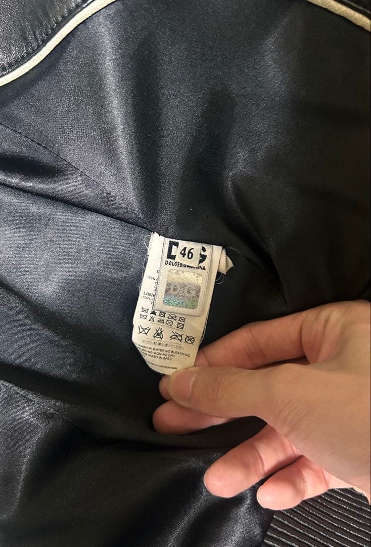 D&G DOLCE&GABBANA ブラックレザージャケット 46サイズ
