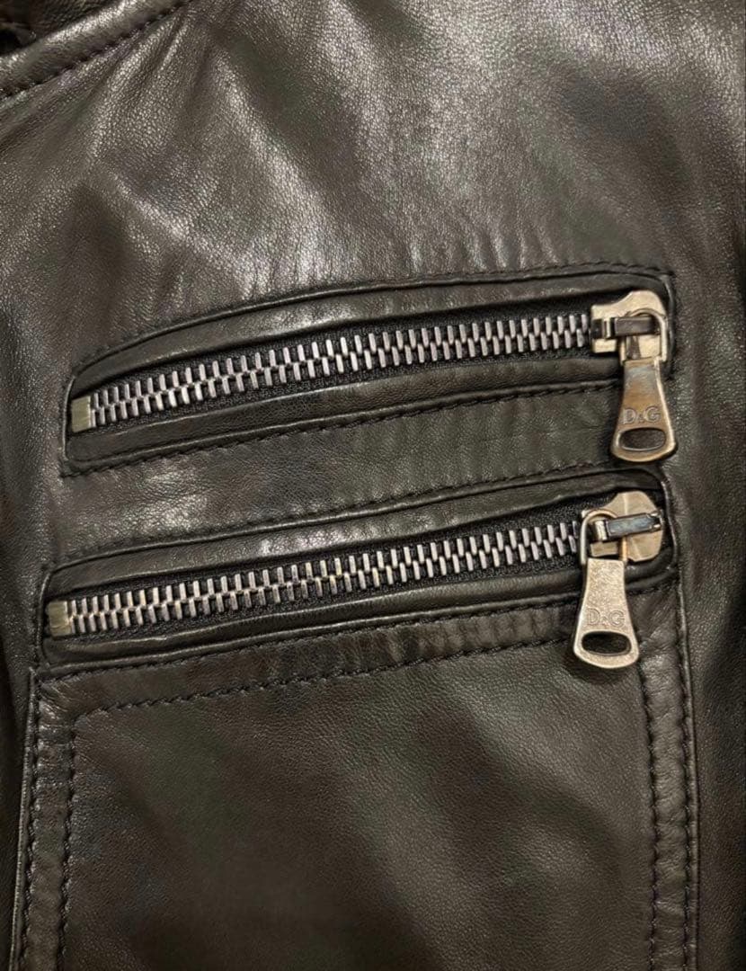 D&G DOLCE&GABBANA ブラックレザージャケット 46サイズ