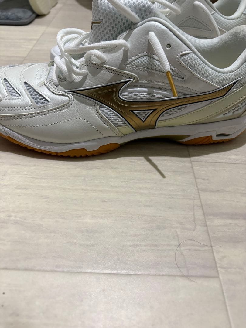 Mizuno ウエーブファング PRO バドミン ホワイト/ゴールド27.5cm