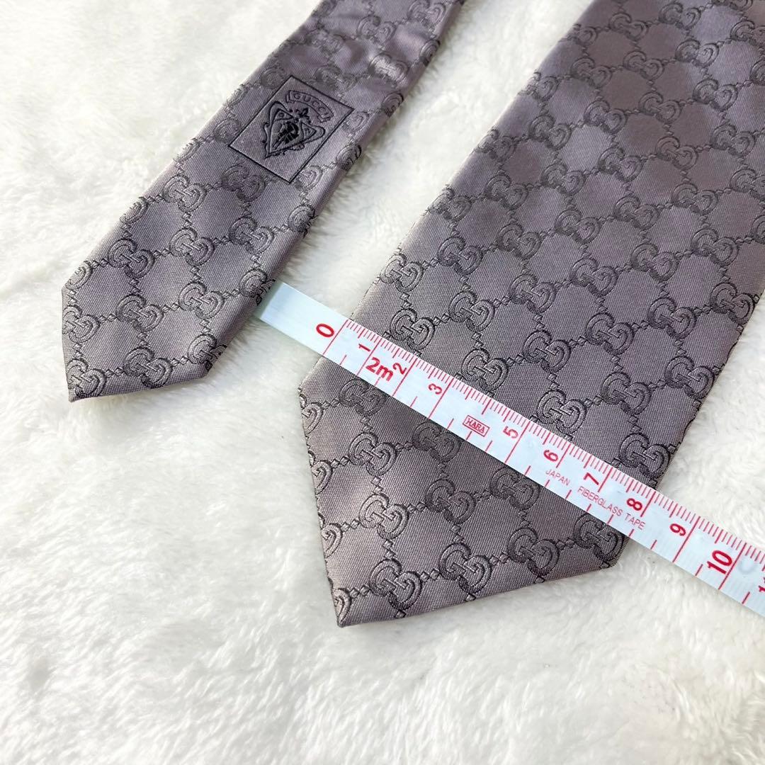 GUCCI GG総柄 シルクネクタイ グレー