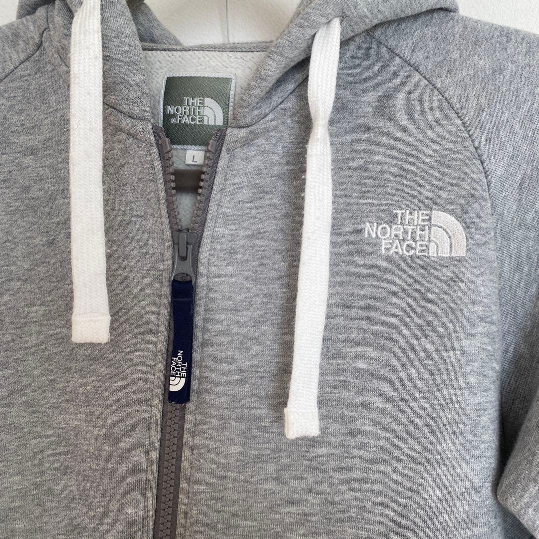 THE NORTH FACE ジップアップパーカー フードロゴ　Ｌ　グレー