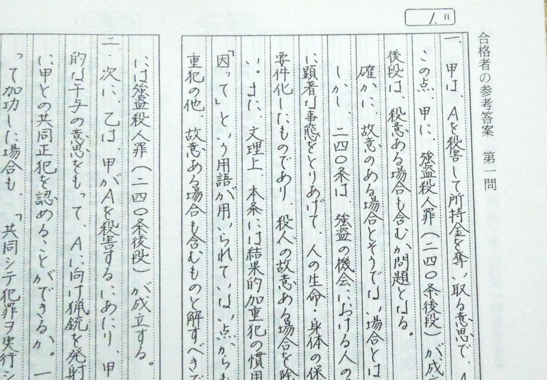 司法試験　論文講座　刑法問題集　１９８９年度　前期　合格者５００人時代の論文講座