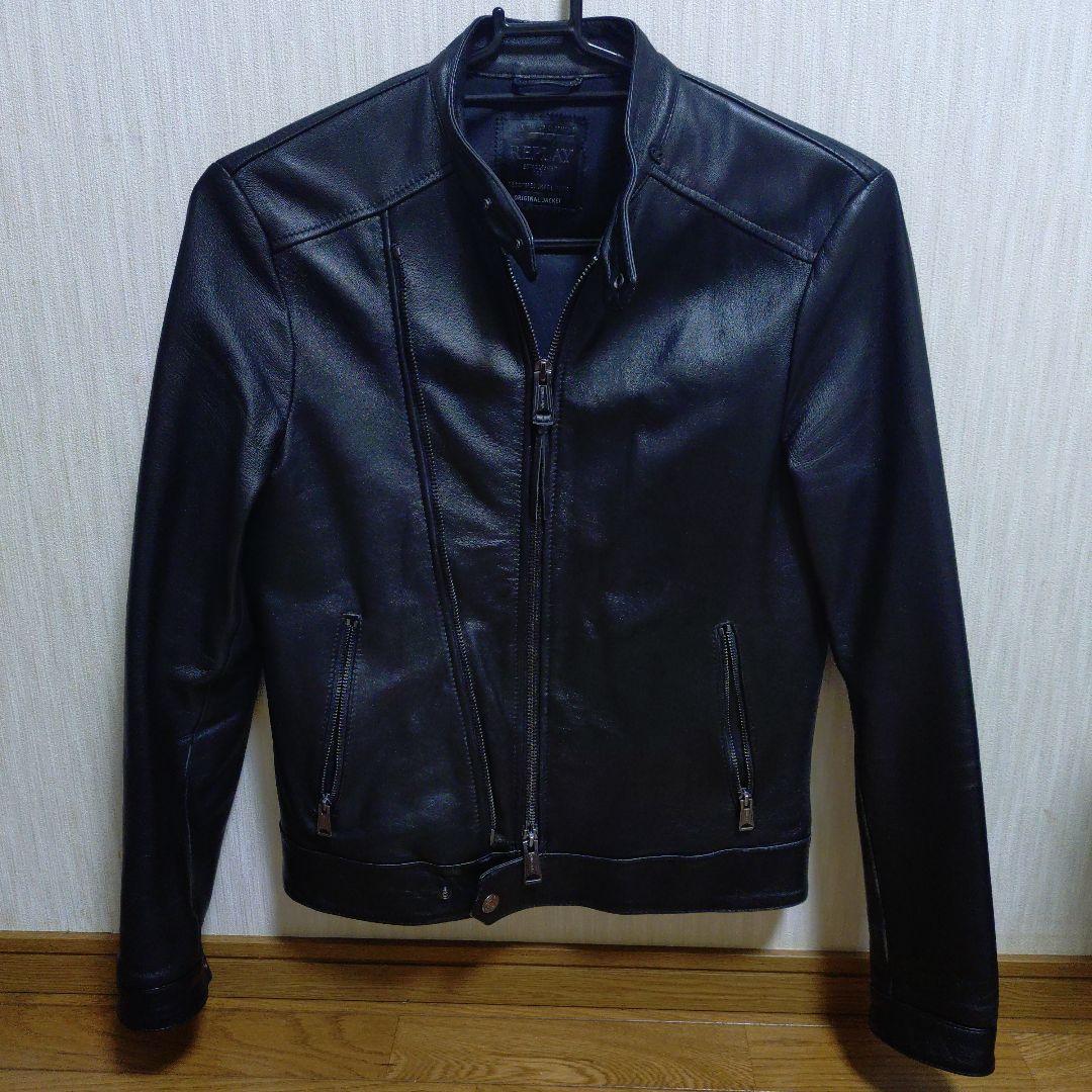 REPLAY(リプレイ)ラムレザー ライダースジャケット　サイズS