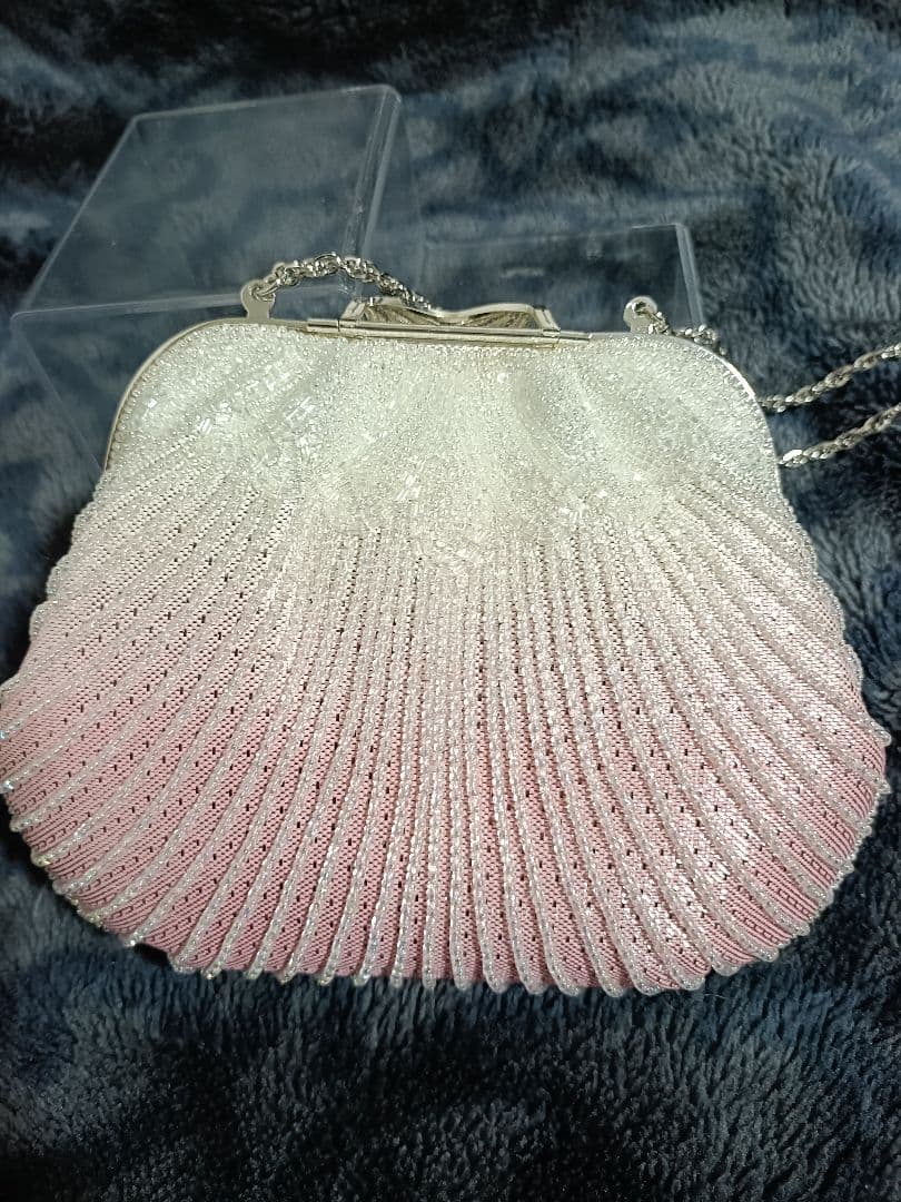希少　貴重　美品　ビーズバッグ　がま口　和装　着物　和装小物　貝殻