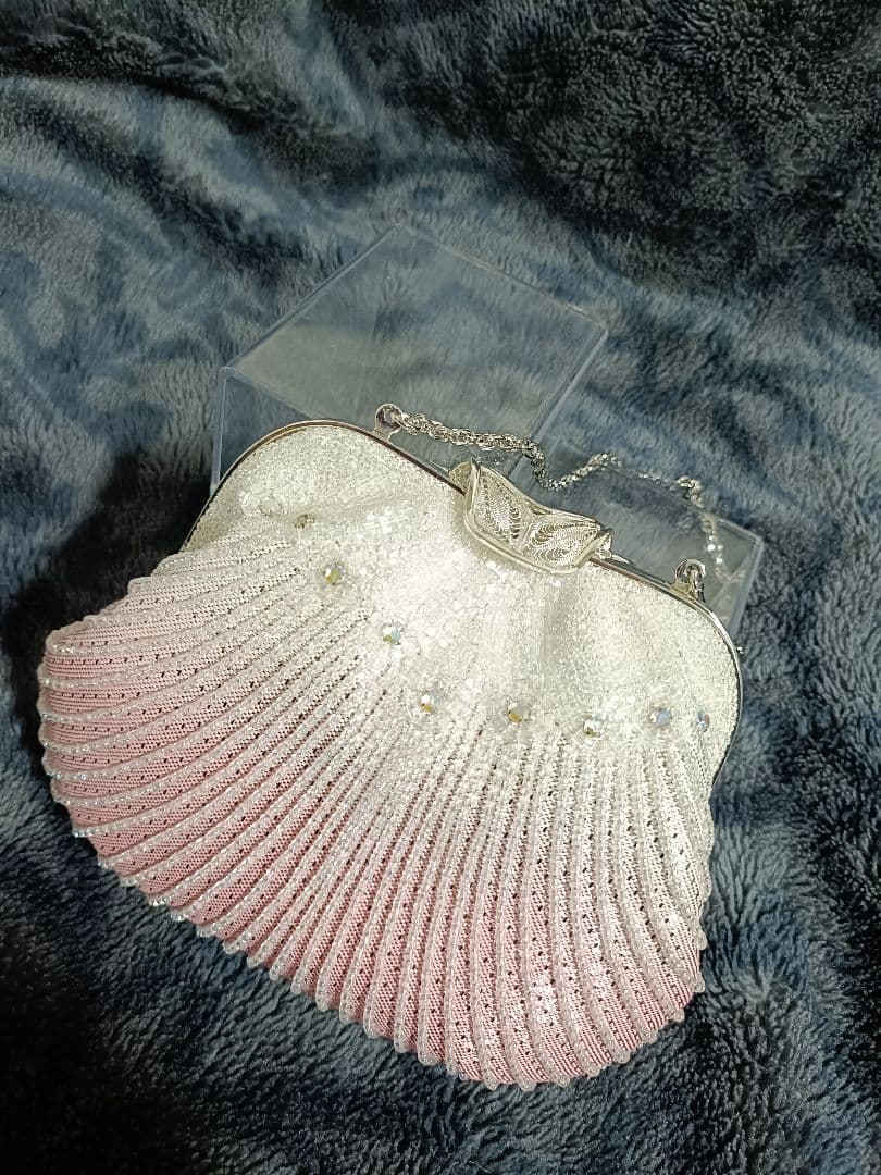 希少　貴重　美品　ビーズバッグ　がま口　和装　着物　和装小物　貝殻