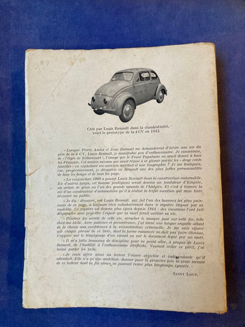 Renault de Billancourt 歴史と自動車の進化を詳述した書籍