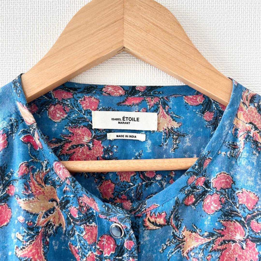 美品✨イザベルマランエトワール　長袖ブラウス　ブルー×ピンク　花柄