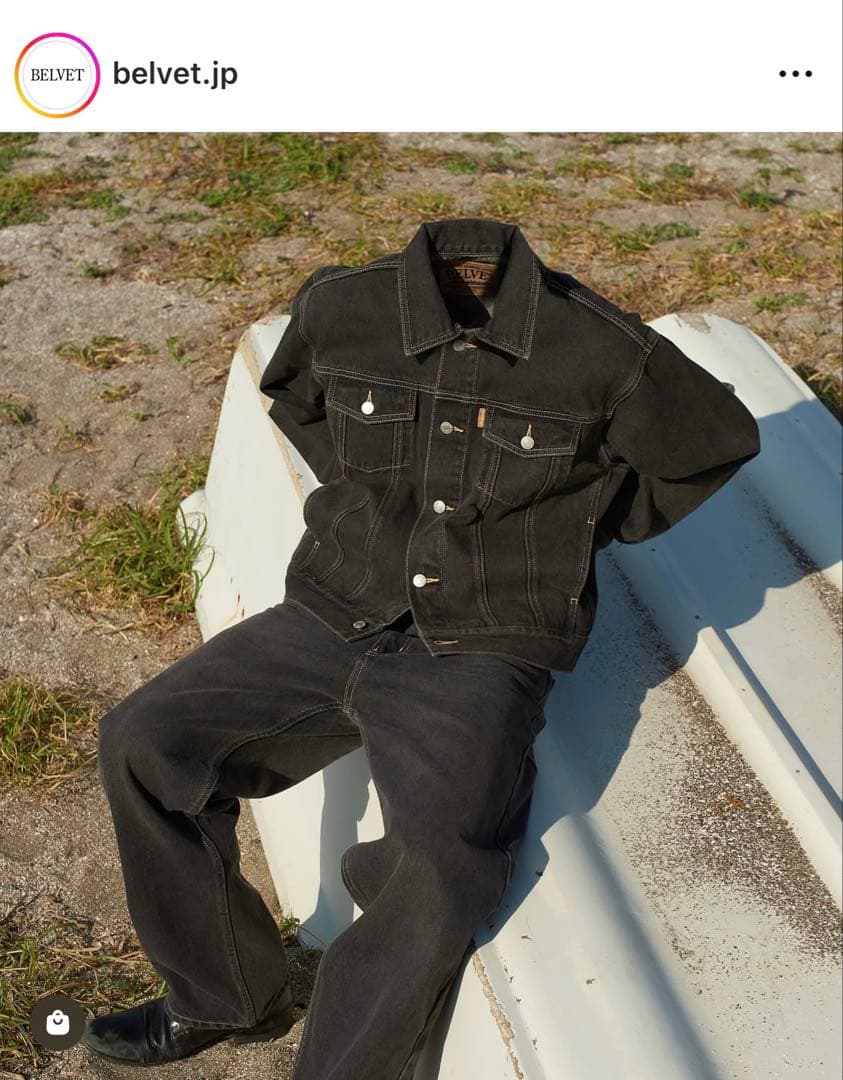 【完売品】BELVET Washed Black Denim Jacket L