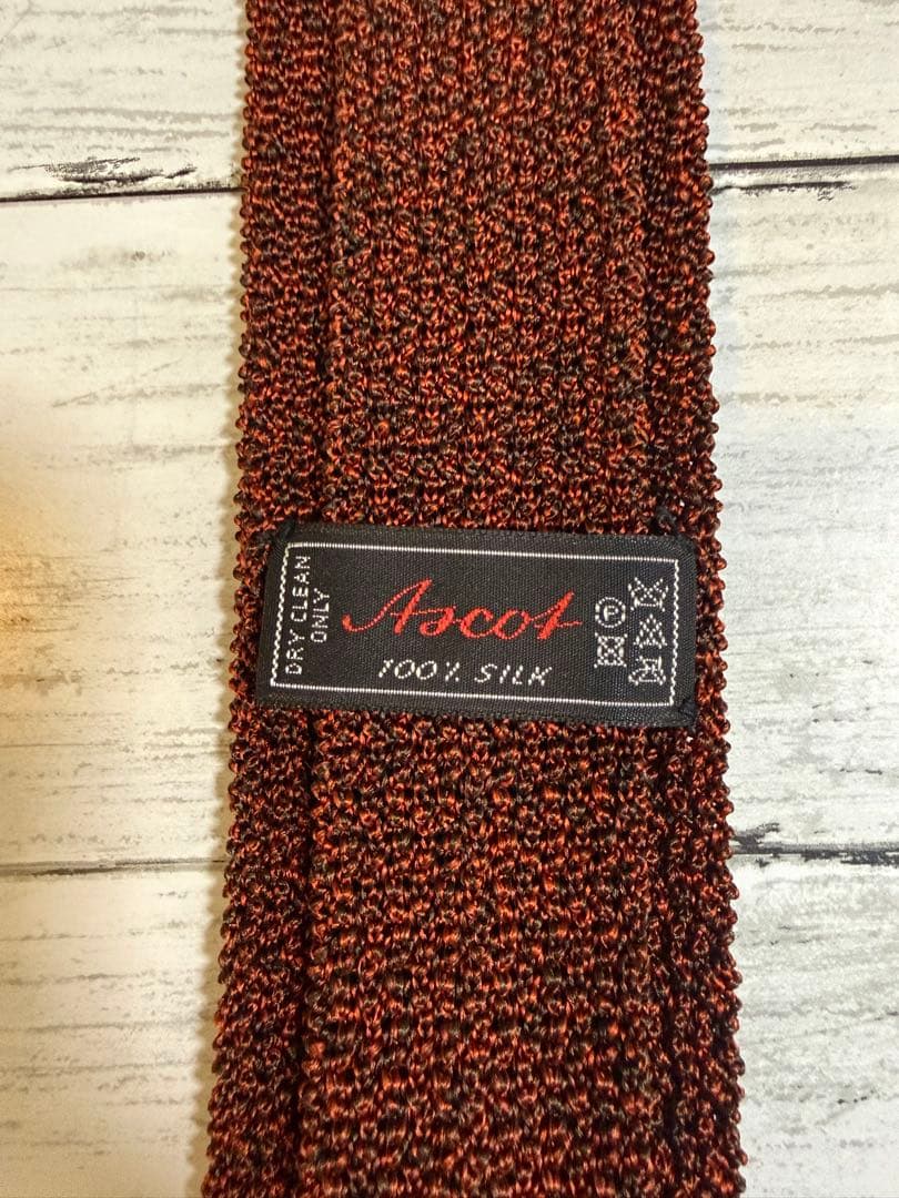 Ascot 100%シルク ブラウンニットタイ