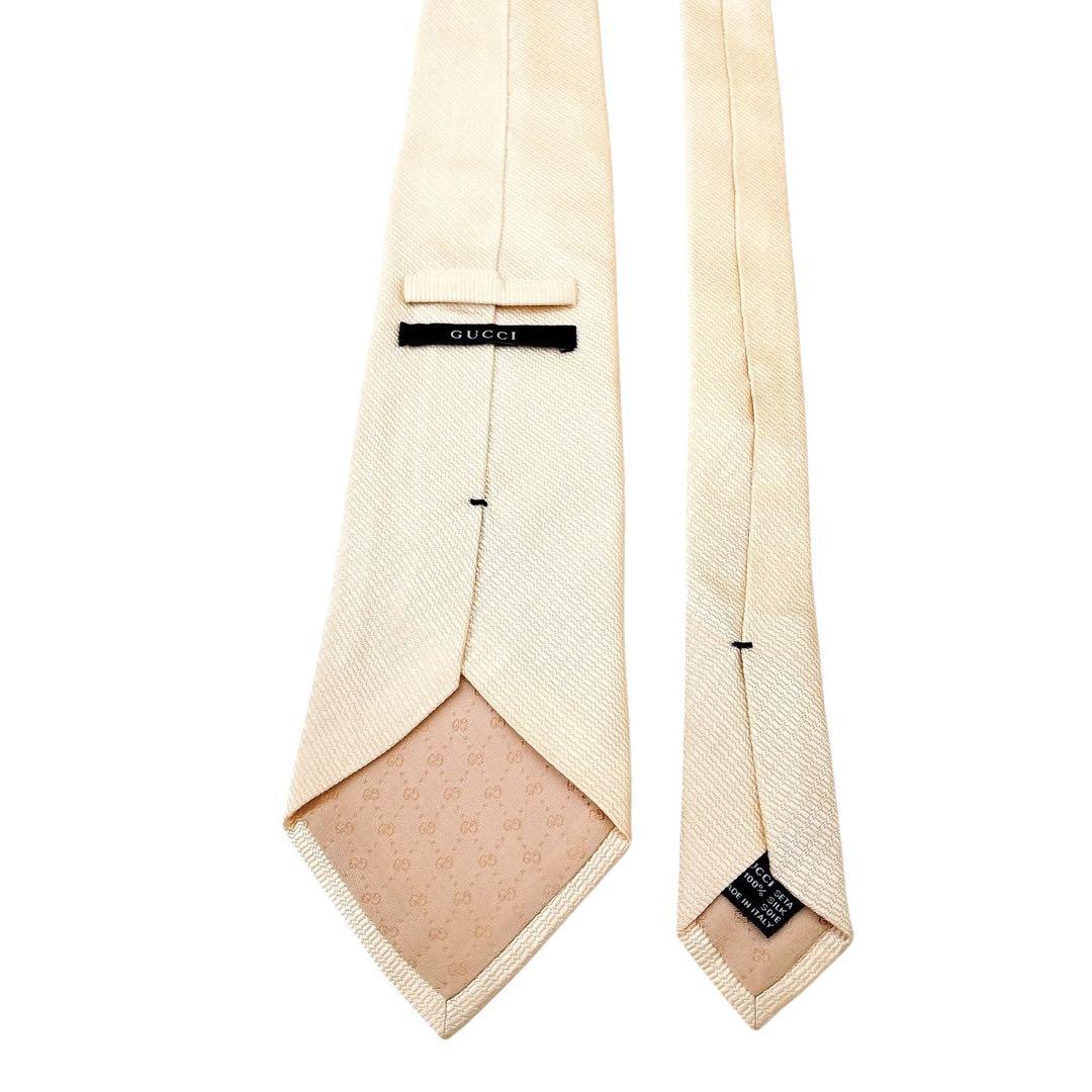 【極美品】GUCCI グッチ ネクタイ 希少シャンパンゴールド GG柄