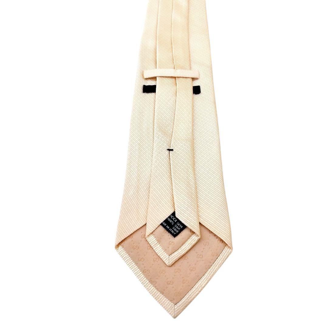 【極美品】GUCCI グッチ ネクタイ 希少シャンパンゴールド GG柄