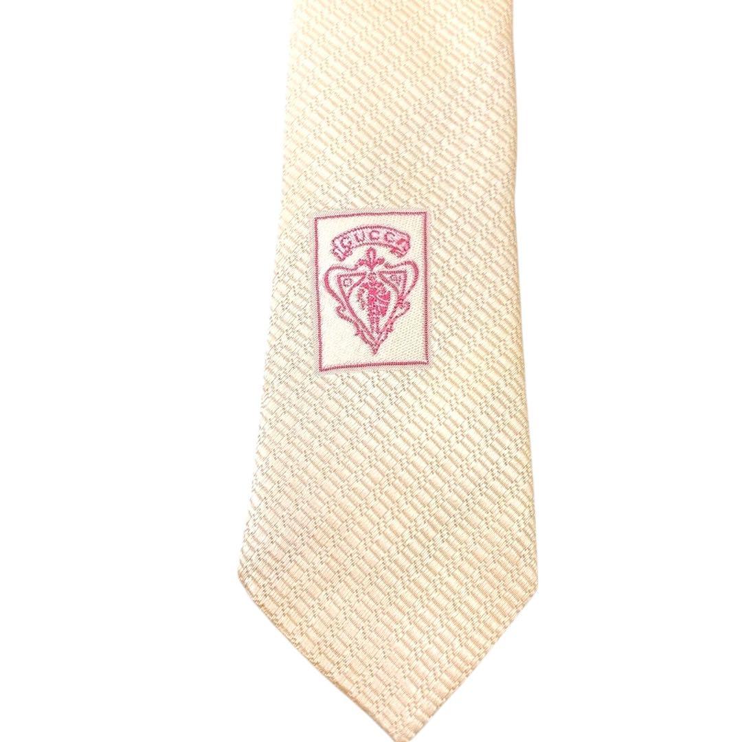 【極美品】GUCCI グッチ ネクタイ 希少シャンパンゴールド GG柄