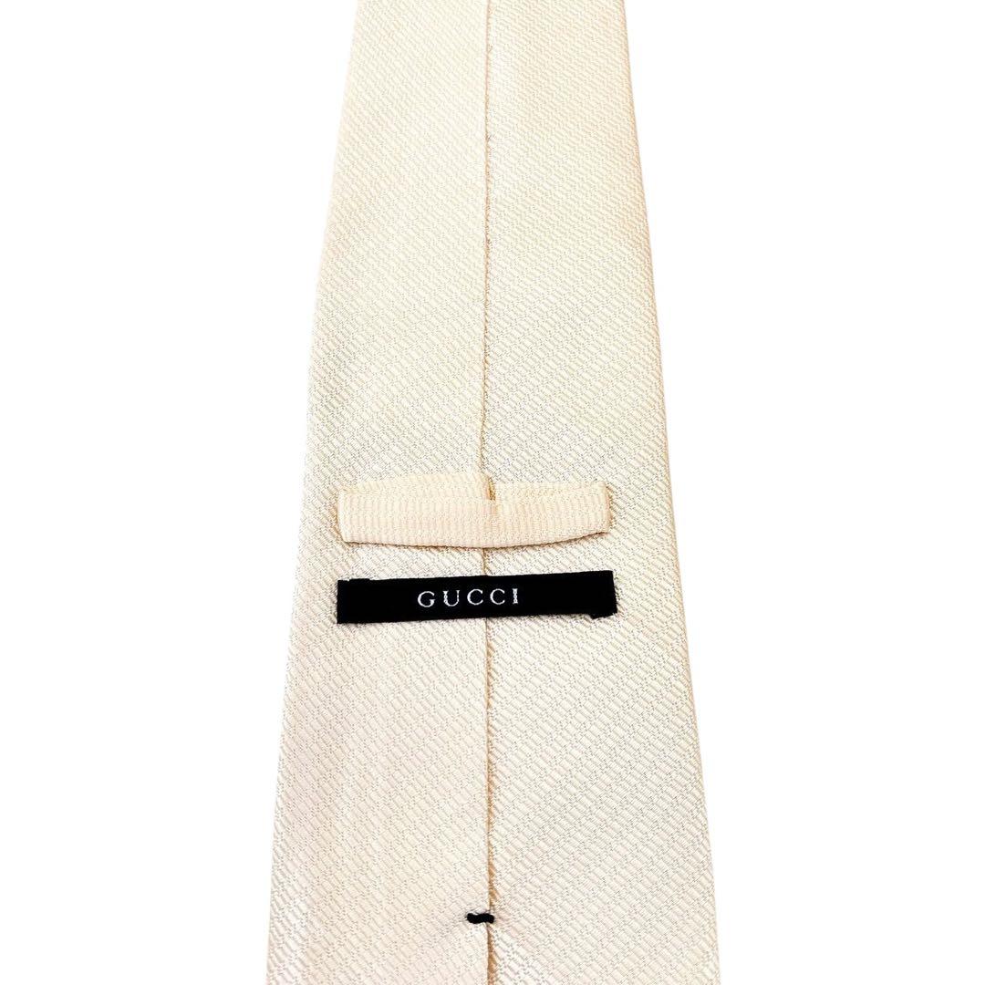 【極美品】GUCCI グッチ ネクタイ 希少シャンパンゴールド GG柄