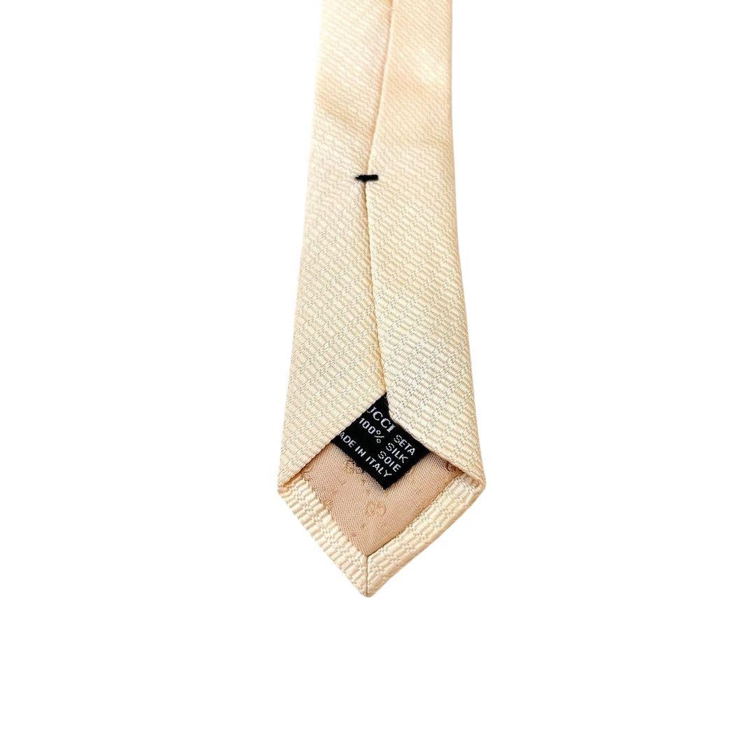 【極美品】GUCCI グッチ ネクタイ 希少シャンパンゴールド GG柄