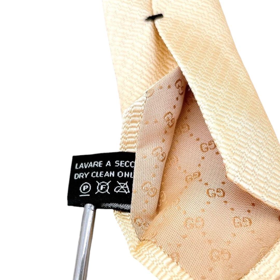 【極美品】GUCCI グッチ ネクタイ 希少シャンパンゴールド GG柄