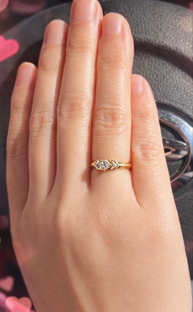 い*く様 ゴールドリング 石付き シンプル 18k gold 0.17 Diam