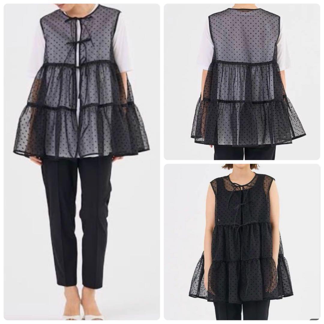 24SS✨ yori ヨリ ドットフロッキーティアードジレ フレア 完売品