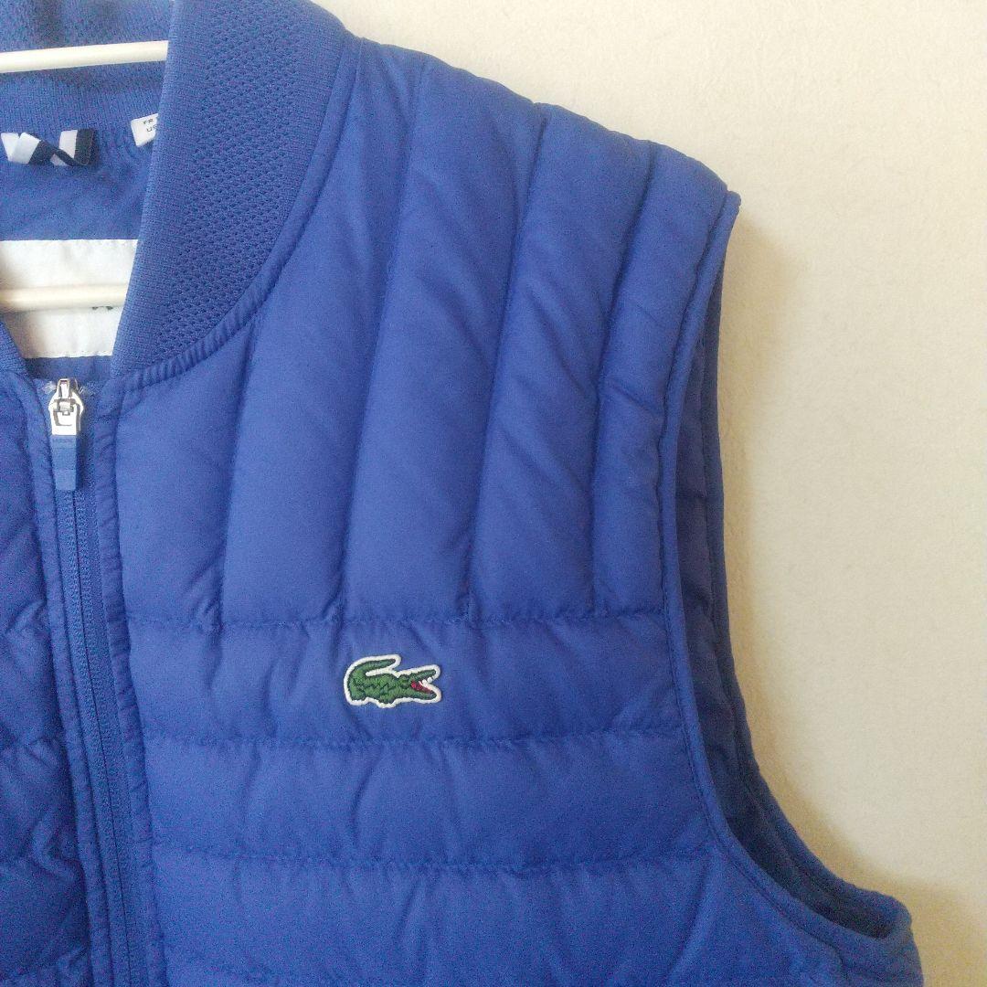 極美品LACOSTE ラコステ青ロゴ洗えるダウンベストブルーLダウンフェザー入り