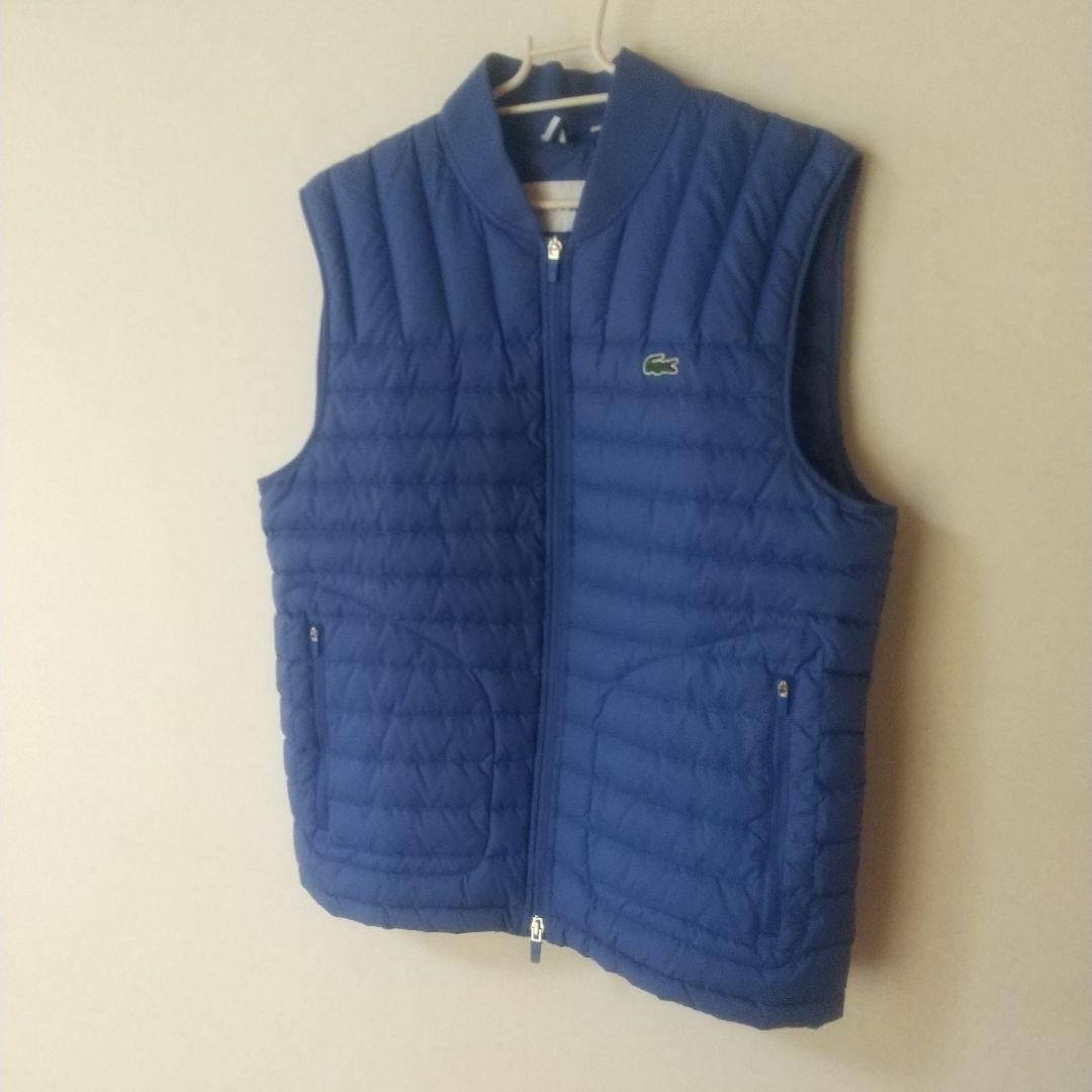 極美品LACOSTE ラコステ青ロゴ洗えるダウンベストブルーLダウンフェザー入り