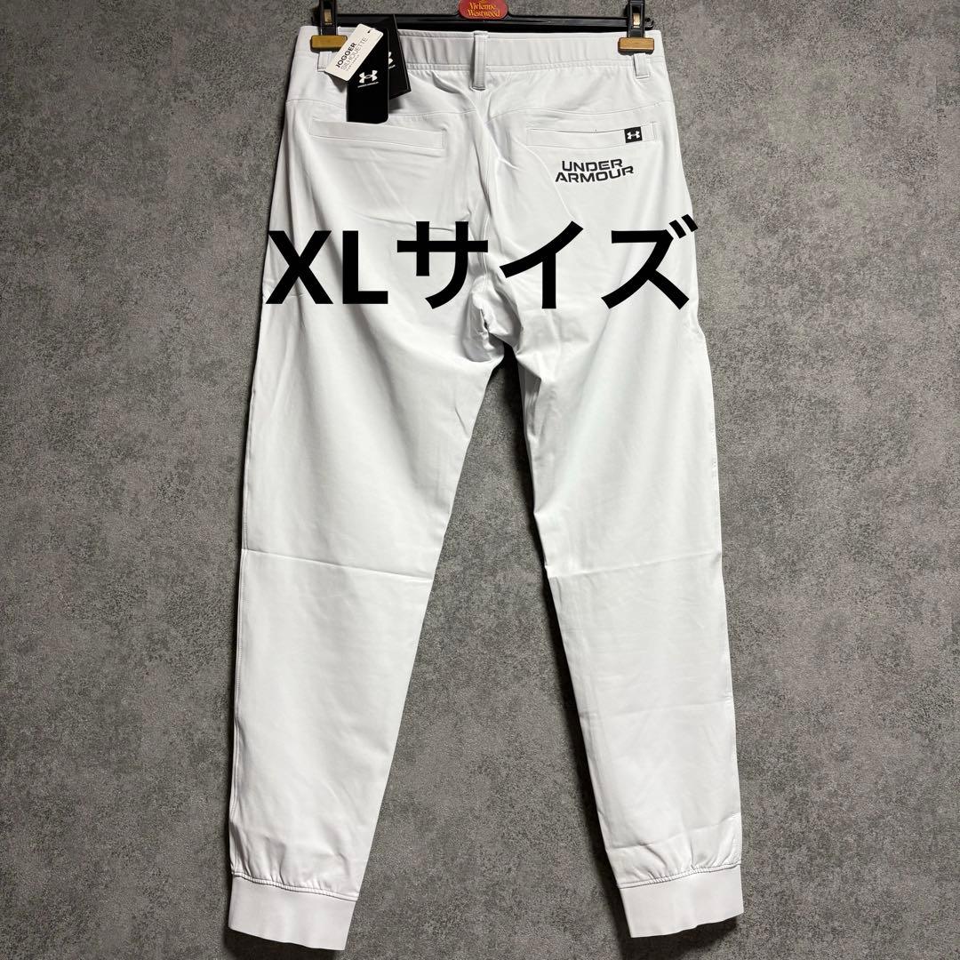 新品　アンダーアーマー ゴルフ　ロゴ入りストレッチパンツ「XL・グレー」