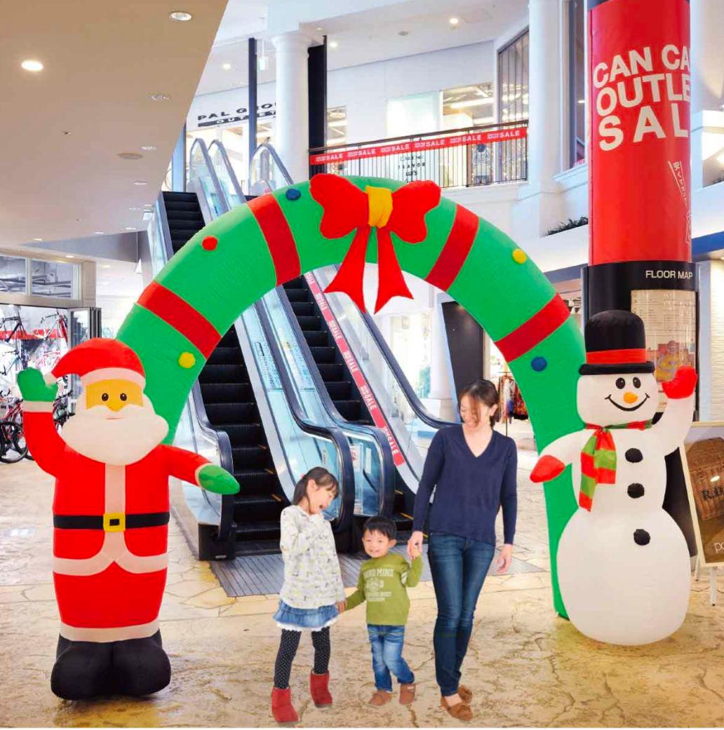 エアブロー　クリスマス インフレータブルアーチ サンタと雪だるま　店舗　装飾